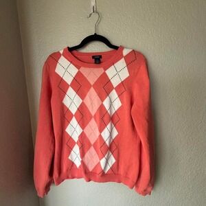 Coral Pink Argyle Sweater size M